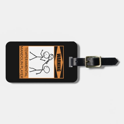Waarschuwing! Temperamental Mandolin Player Bagagelabel (Voorkant horizontaal)