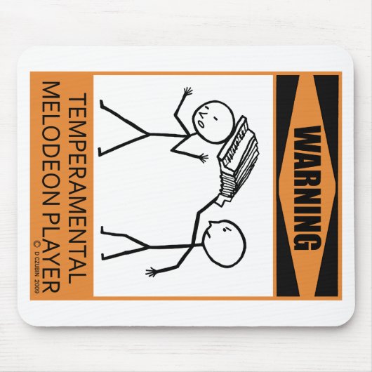 Waarschuwing Temperamental Melodeon Player Muismat (Voorkant)