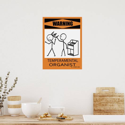 Waarschuwing Temperamental Organised Poster (Keuken)