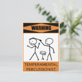 Waarschuwing Temperamental Percussionist Briefkaart (Staand voorkant)