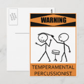 Waarschuwing Temperamental Percussionist Briefkaart (Voorkant / Achterkant)