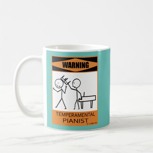 Waarschuwing Temperamental Pianist Coffee-Mok Koffiemok (Links)