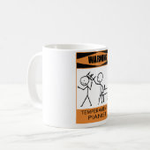 Waarschuwing Temperamental Pianist Koffiemok (Voorkant links)