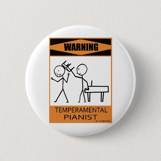 Waarschuwing Temperamental Pianist Ronde Button 5,7 Cm (Voorkant)