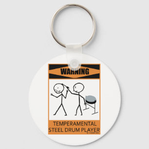 Waarschuwing Temperamental Steel Drum Player Sleutelhanger