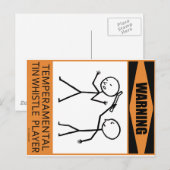 Waarschuwing Temperamental Tin Whistle Player Briefkaart (Voorkant / Achterkant)