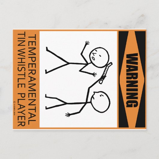 Waarschuwing Temperamental Tin Whistle Player Briefkaart (Voorkant)