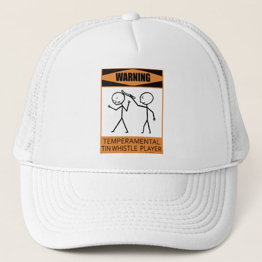 Waarschuwing Temperamental Tin Whistle Player Trucker Pet (Voorkant)