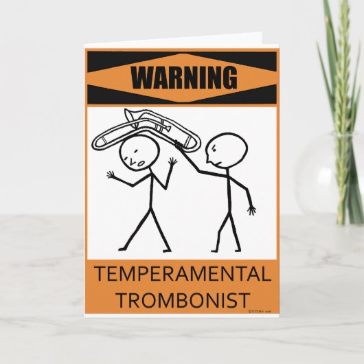 Waarschuwing Temperamental Trombonist Kaart (Voorkant)