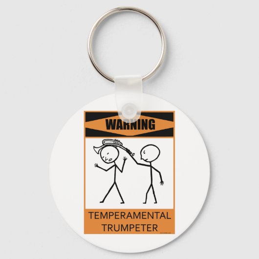 Waarschuwing Temperamental Trumpeter Sleutelhanger (Voorkant)