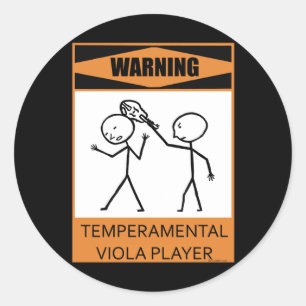 Waarschuwing! Temperamental Viola Player Ronde Sticker