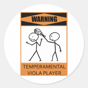 Waarschuwing Temperamental Viola Player Ronde Sticker