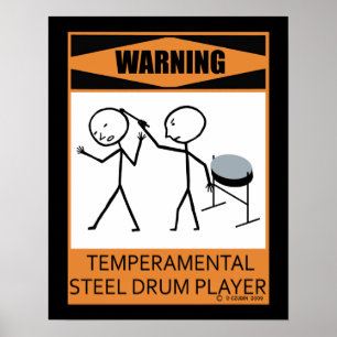 Waarschuwing Tijdelijk Poster drumspeler