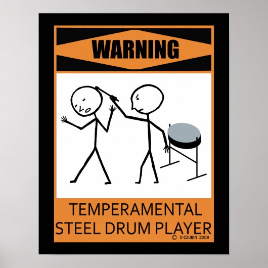 Waarschuwing Tijdelijk Poster drumspeler (Voorkant)