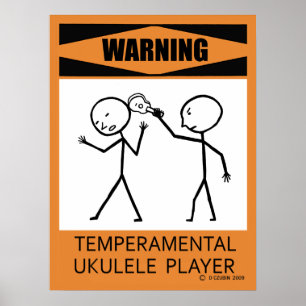 Waarschuwing Tijdelijk Ukulele Player-Poster Poster