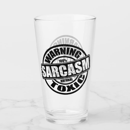 Waarschuwing Toxic Sarcasm Funny Quote Glas (Voorkant)