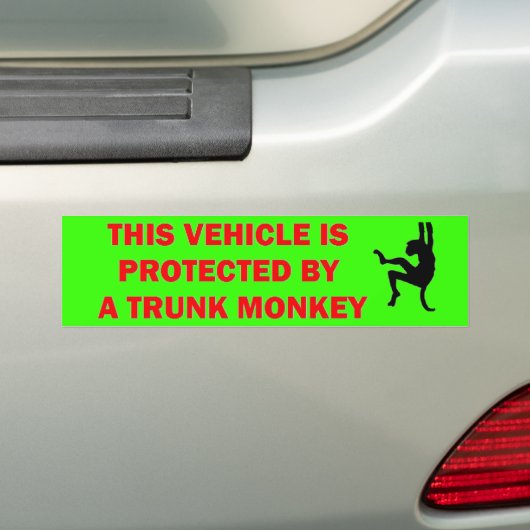 Waarschuwing Trunk Monkey Inside Bumpersticker (Op auto)
