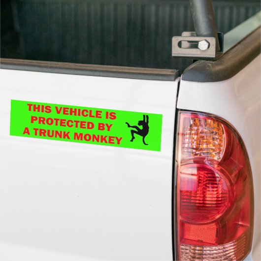 Waarschuwing Trunk Monkey Inside Bumpersticker (Op Truck)