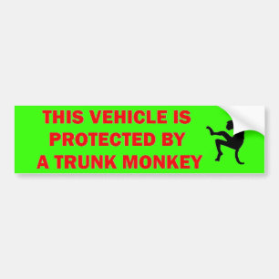 Waarschuwing Trunk Monkey Inside Bumpersticker