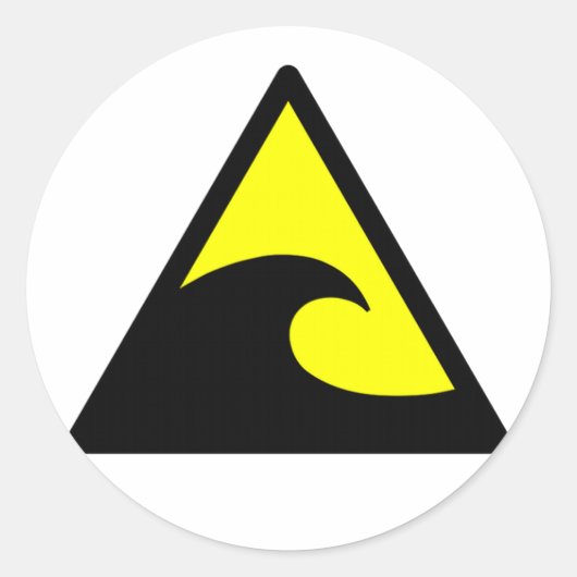 Waarschuwing Tsunami Wave Sign Ronde Sticker (Voorkant)
