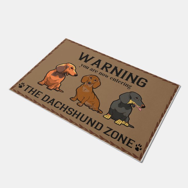 Waarschuwing U gaat nu de Dachshund zone binnen Deurmat (Schuin)