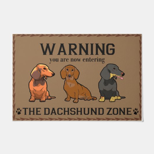 Waarschuwing U gaat nu de Dachshund zone binnen Deurmat (Voorkant)