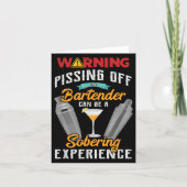 Waarschuwing Uit Bartender Funny Sarcasme Barman Kaart (Voorkant)
