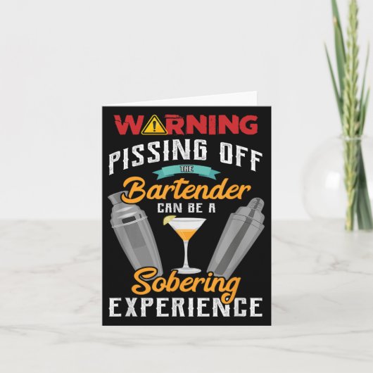 Waarschuwing uit tegen de Bartender Funny Sarcasme Kaart (Voorkant)