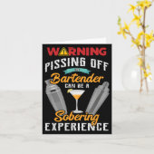 Waarschuwing uit tegen de Bartender Funny Sarcasme Kaart (Gele Bloem)