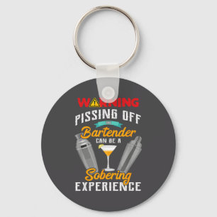 Waarschuwing uit tegen de Bartender Funny Sarcasme Sleutelhanger
