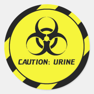 Waarschuwing urine ronde sticker