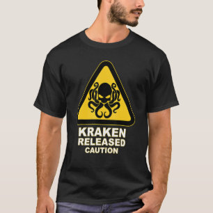 Waarschuwing van Cthulhu Caution Kraken vrijgegeve T-shirt