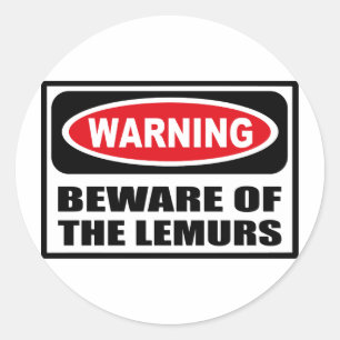 WAARSCHUWING VAN DE AANSLUITING VAN DE LEMURS RONDE STICKER