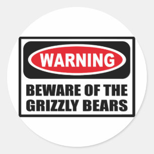 WAARSCHUWING VAN DE GRIZZELFDE BEREN RONDE STICKER