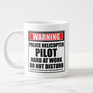 Waarschuwing van de helikopter van de politie, pil grote koffiekop