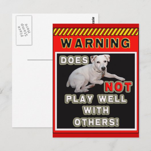 WAARSCHUWING VAN DE JRT - SPEELT NIET GOED MET AND BRIEFKAART (Voorkant / Achterkant)