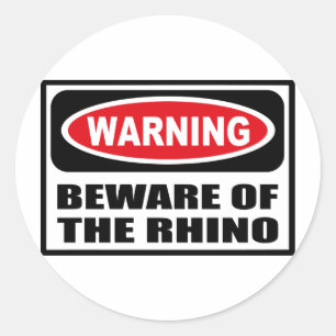 WAARSCHUWING VAN DE RHINO-sticker Ronde Sticker