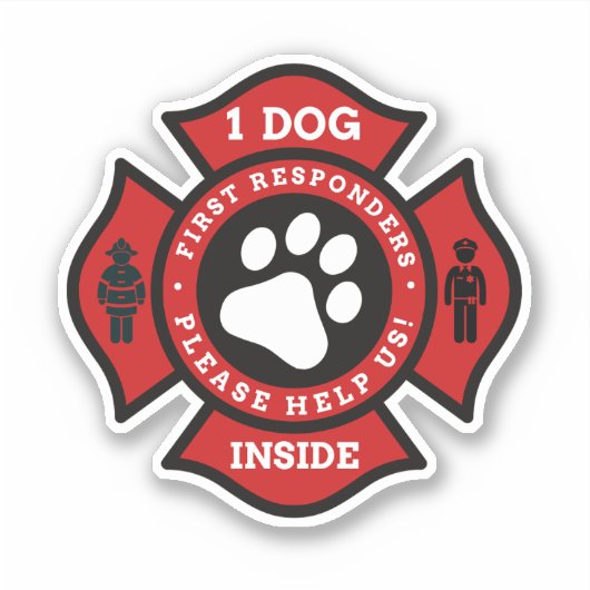 Waarschuwing van één hond binnen waarschuwende afd sticker (Voorkant)