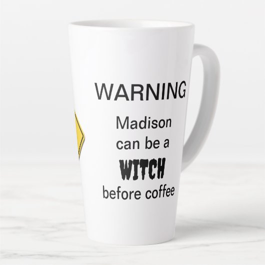 Waarschuwing van getuigen latte mok (Rechterhoek)