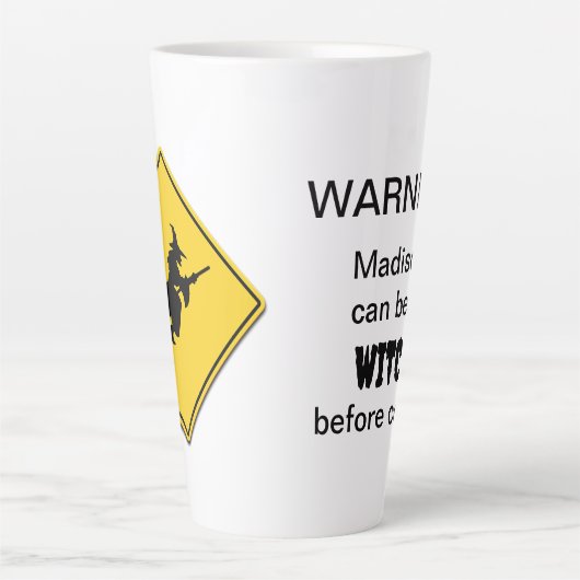 Waarschuwing van getuigen latte mok (Voorkant)