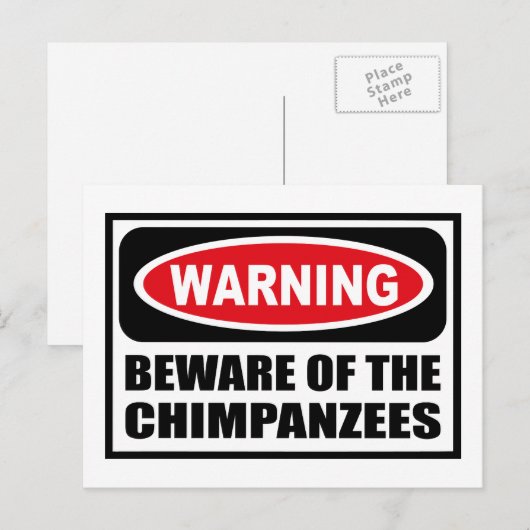 WAARSCHUWING VAN HET Briefkaart CHIMPANZES (Voorkant / Achterkant)