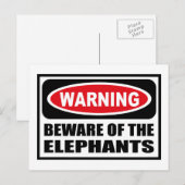 WAARSCHUWING VAN HET Briefkaart ELEPHANTS (Voorkant / Achterkant)