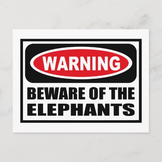 WAARSCHUWING VAN HET Briefkaart ELEPHANTS (Voorkant)