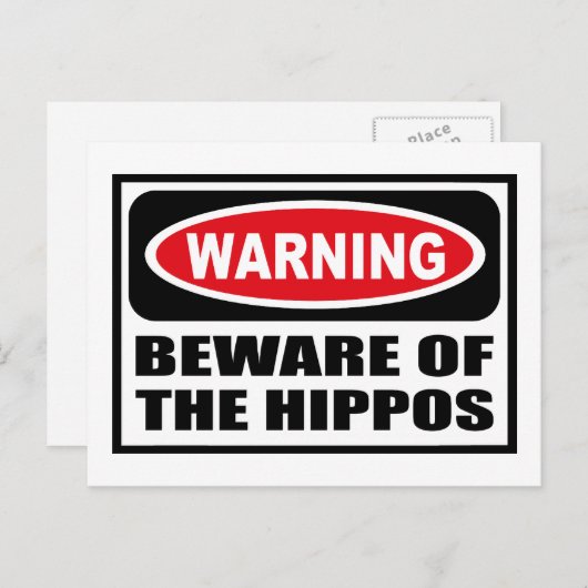 WAARSCHUWING VAN HET Briefkaart HIPPOS (Voorkant / Achterkant)