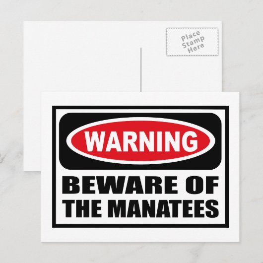 WAARSCHUWING VAN HET Briefkaart MANATEN (Voorkant / Achterkant)