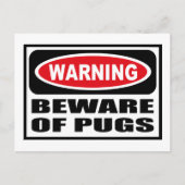 WAARSCHUWING VAN HET Briefkaart PUGS (Voorkant)