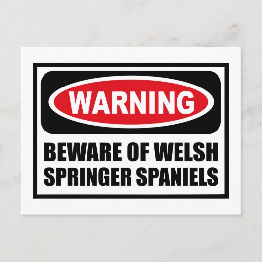WAARSCHUWING VAN HET Briefkaart WELSH SPRINGER SPA (Voorkant)