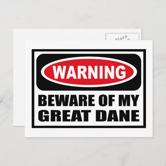 WAARSCHUWING VAN MIJN GROTE Briefkaart DANE (Voorkant / Achterkant)