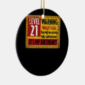 Waarschuwing van niveau 21 jaar oude 21e verjaarda keramisch ornament (Rechts)