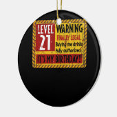 Waarschuwing van niveau 21 jaar oude 21e verjaarda keramisch ornament (Links)